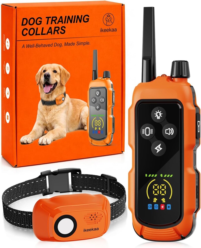Shock Collar for Dogs(25-150lbs) - 4000FT Dog Training Collar with Remote, Waterproof E Collar with 4 Training Modes, Rechargeable E-Collar with Flashlight for All Large Medium Breeds