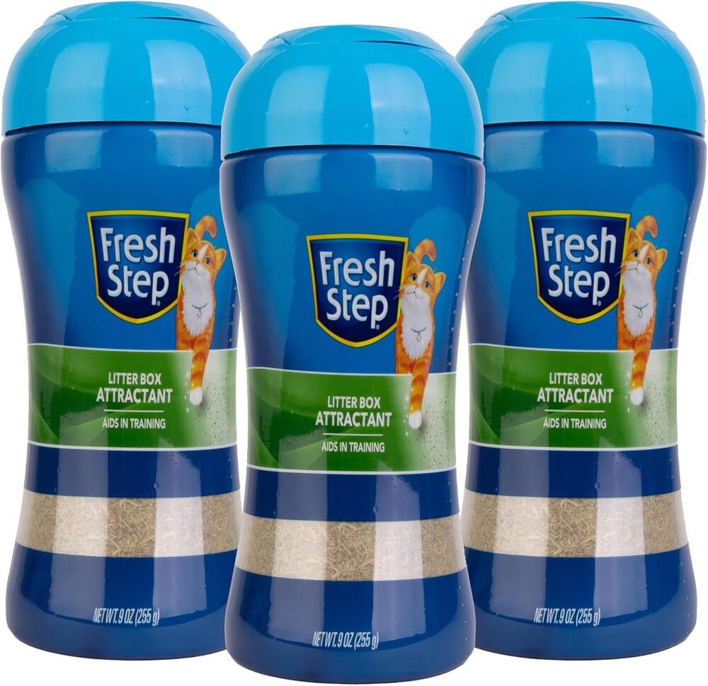 Fresh Step Litter Box Attractant Powder, Cat Litter Training Aid to Encourage Litter Box Use, Herbal Blend Additive Works with Any Litter Type for Cats and Kittens, No-Mess Bottle, 9 Ounce - 3 Pack