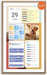 Apolosign 21.5-inch Digital Calendar : Dual Mode Smart Wall Planner, No Subscription, Install Apps, Sync Calendars, Electronic Touchscreen Interactive Display for Family Schedules, Chore Chart (Teak)