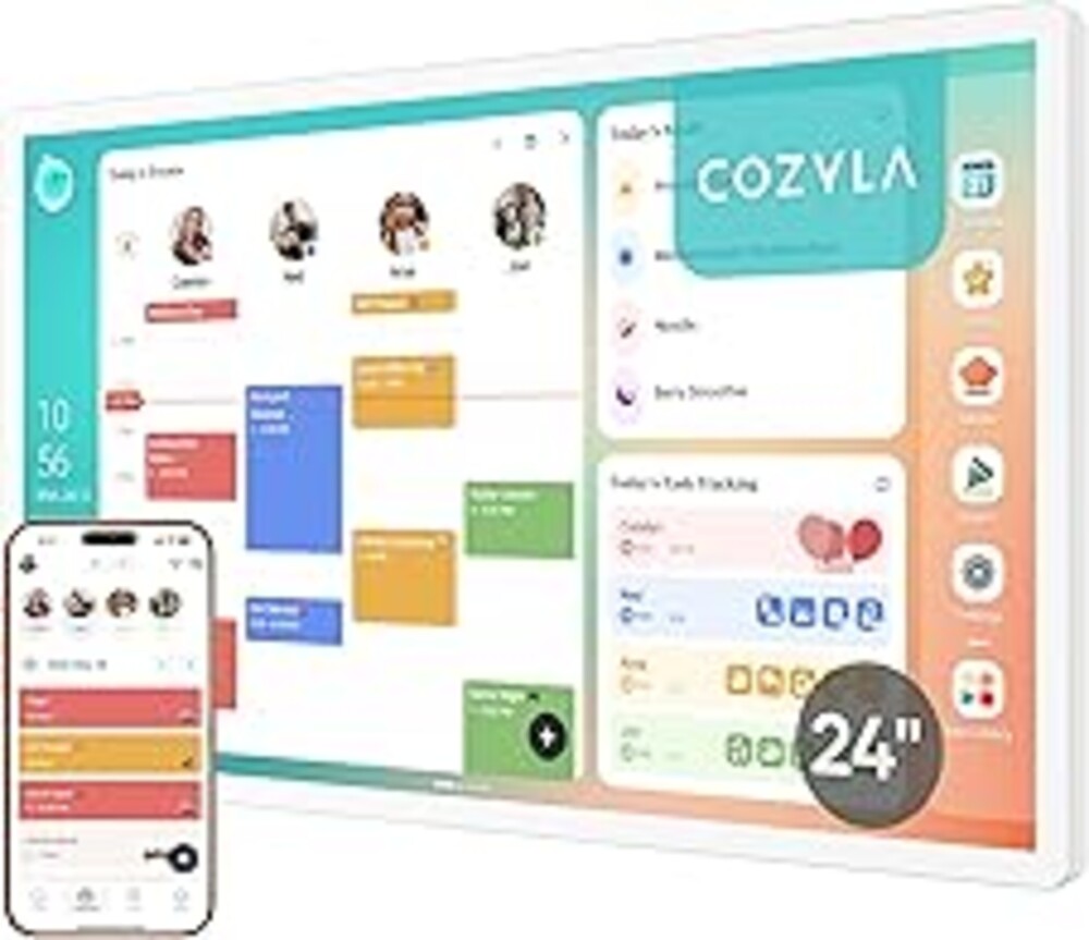 Cozyla Calendar Plus 2: 24" Smart Digital Calendar Wall Touch Screen & No Subscription Family Dashboard, Electronic Display for Family System- Chore Chart, Meal Planner, Support App Store Wall Mount