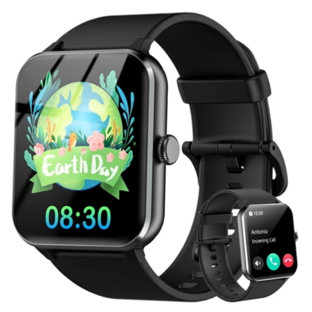 Blackview 1.85-inch Smartwatch for Men,Answer/Make Calls/Push Message/100+ Sports Modes/350mAh Battery,fits for Android iOS Apple Samsung,Black