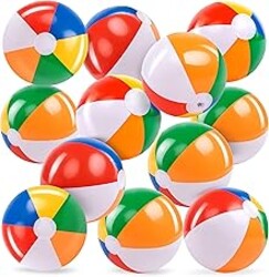 JOYIN 12-Pack 12“ Beach Balls - Bulk Classic Beachball Inflatable Swimming Pool Toys for Games Adults Kids Birthday Party Supplies Combo Set, Rainbow Color Blow Up Luau Decorations Favors Gifts (12")