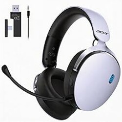 Acer 2.4GHz Wireless Gaming Headsets for PS5, PS4, PC, Switch, Tri-Mode Gaming Headphones with Noise Canceling Mic, Stereo Sound, 40+Hr Battery, 50mm Drivers - White