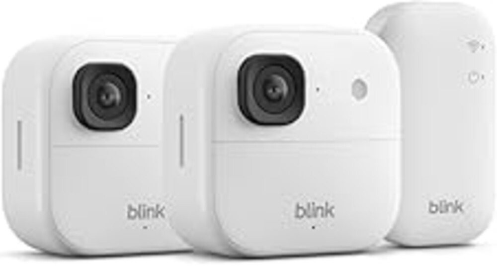 Blink Outdoor 2K+ (newest model) — Wireless smart security camera, 2K video resolution, enhanced audio, two-year battery. Sync Module Core included — 2 camera system (White)