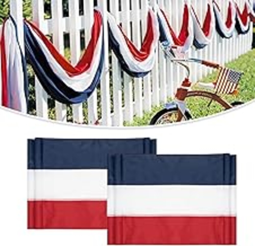 LinaGarten 2Pack Patriotic Bunting US Flag Decorations 4th of July Decor 2x20 Ft Large Red, White & Blue Banner Veterans Day Memorial Days Celebration Outdoor Porch Garden