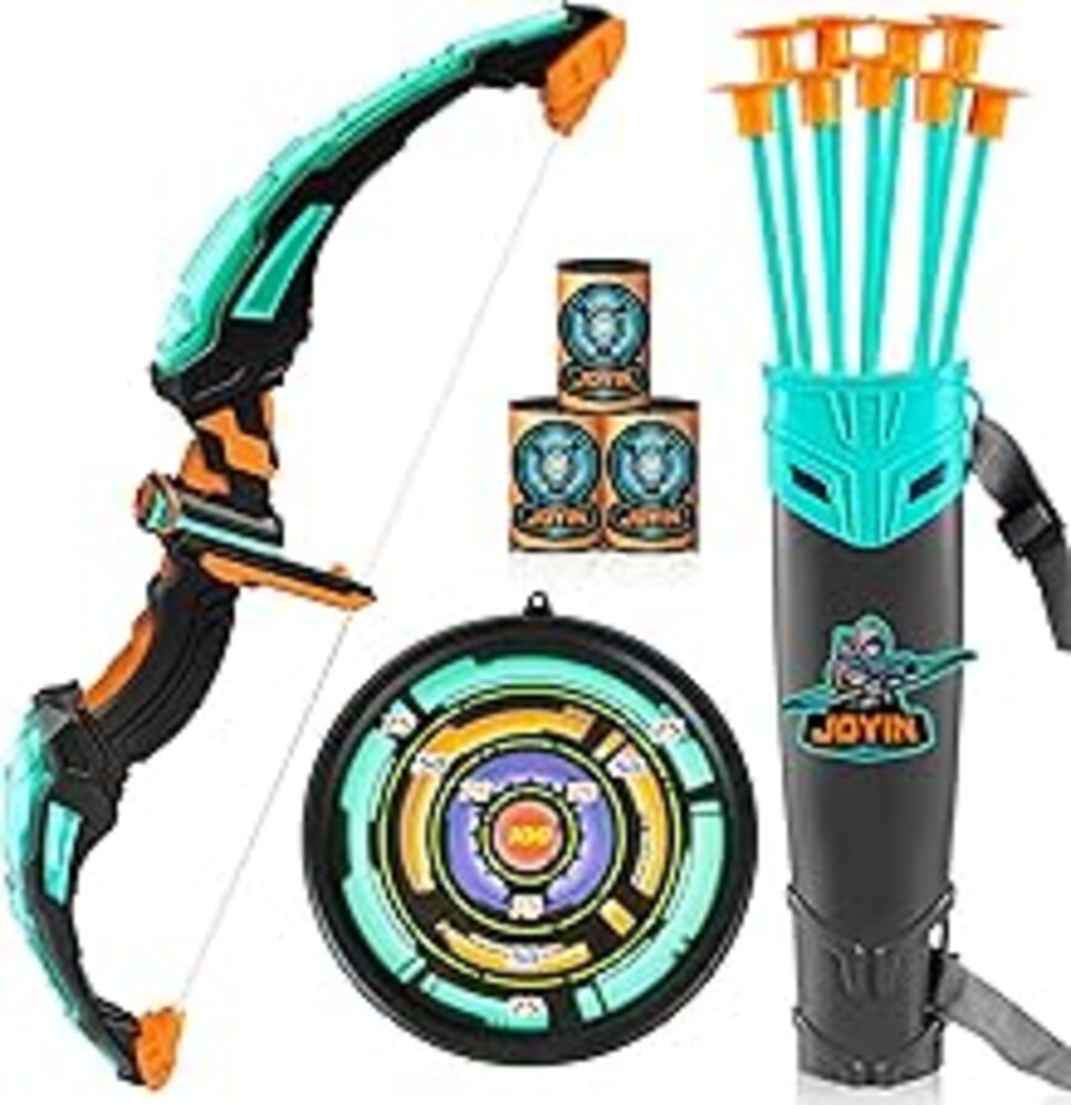 JOYIN Kids Bow and Arrow Set, LED Light Up Archery Toy Set with 9 Suction Cup Arrows, Target & Arrow Case, Indoor and Outdoor Hunting Play Gift Toys for Kids, Boys & Girls Ages 6-12