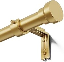 YaFex Curtain Rods 32-118 Inch, Heavy Duty 1 Inch Adjustable Curtain Rod for Windows, Gold Long Window Treatment Rods, Modern Design, Easy Installation
