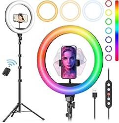 Weilisi 10" Ring Light with Stand 72'' Tall & Phone Holder,38 Color Modes Selfie Light with Tripod Stand,Stepless Dimmable/Speed LED Ring Light for iPhone & Android,YouTube, Makeup,TIK Tok