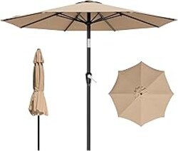 AreShark 9 FT Patio Umbrella for Outdoor, Outdoor Table Umbrella with Push Button Tilt and Crank, Outdoor Patio Umbrellas with 8 Sturdy Ribs for Market, Garden, Pool (Beige)