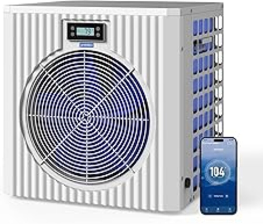WARMBLU H5 Swimming Pool Heat Pump 18,000BTU 5,000 Gal High Efficiency COP4.1 Energy Save 45% Above Smart WiFi Control 110V