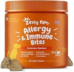 Zesty Paws Allergy Immune Bites - Dog Allergy Chews, Dog Probiotics for Itchy Skin and Ears, Lamb, 90ct
