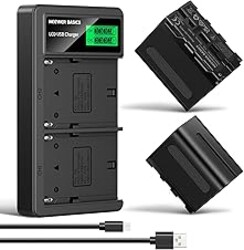 NEEWER Basics 2Pcs NP-F970 7800mAh Replacement Battery Dual USB Charger Compatible with Sony NP-F970 F960 F950 F770 F750 F570 F550 FX3 FX30 A7 Canon R5 Nikon Z8 Camera Handycam LED Light Monitor