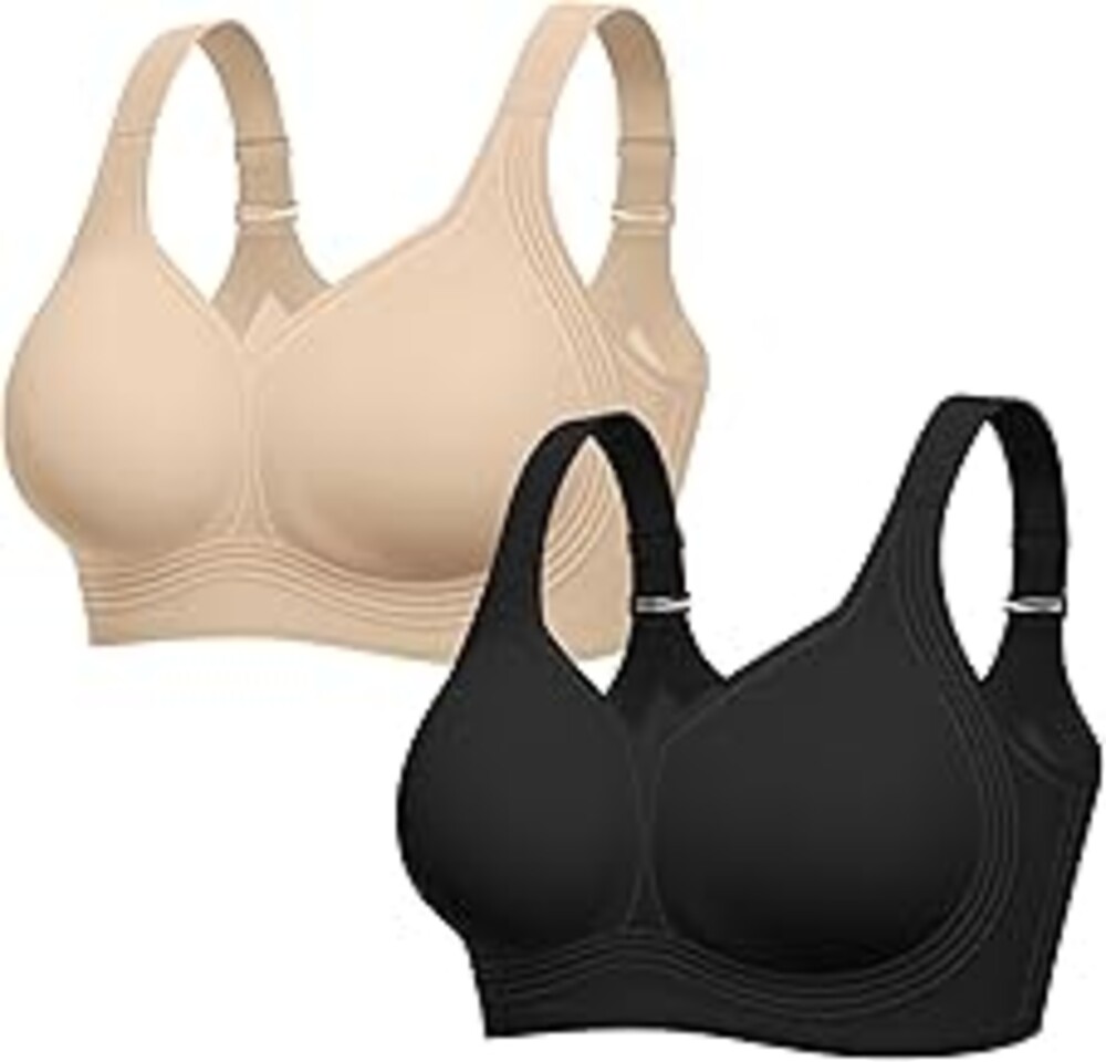 LetsJoli Bras for Women Supportive Wireless Push Up Bra Full Coverage No Underwire Seamless Plus Size for Older Women