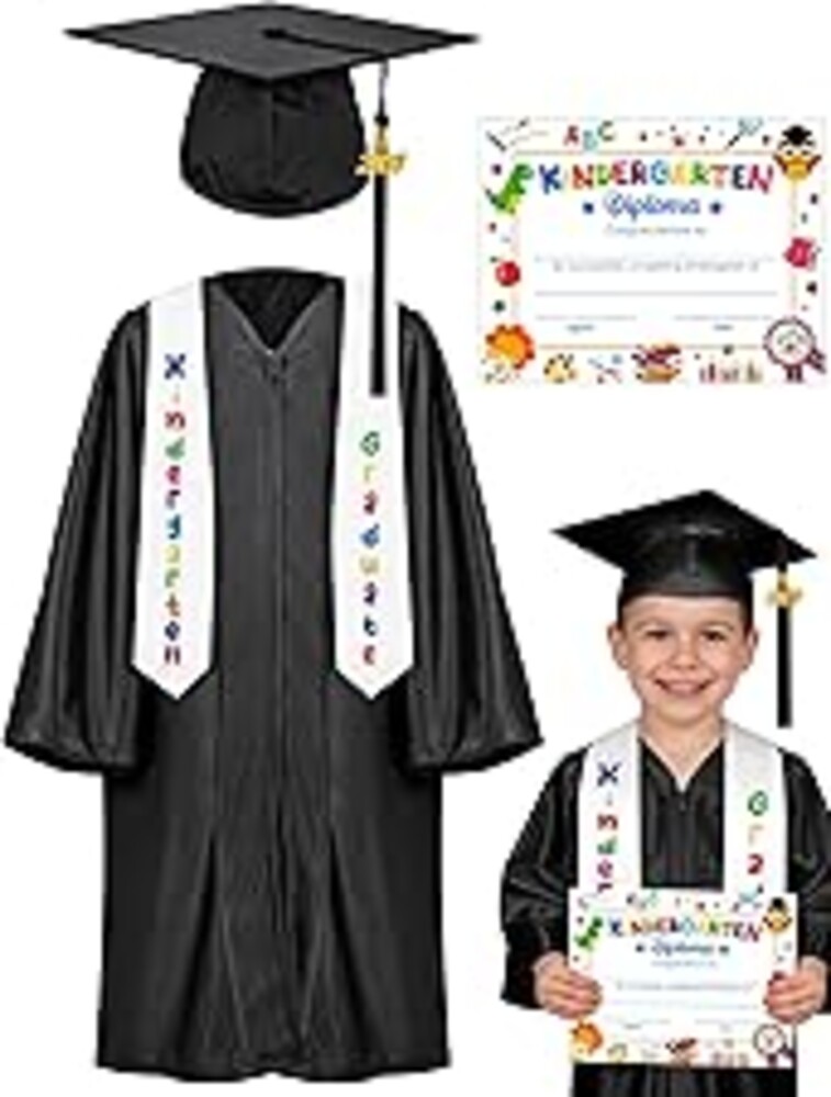 QZYL Kindergarten Graduation Cap and Gown Set, 2026 Congrats Grad Outfit with Tassel & Certificate for Kindergarten