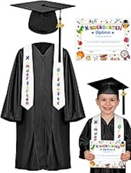 QZYL Kindergarten Graduation Cap and Gown Set, 2026 Congrats Grad Outfit with Tassel & Certificate for Kindergarten