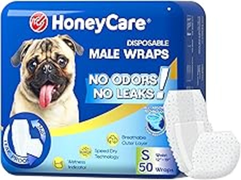 HONEY CARE All-Absorb A26 Male Dog Wrap, 50 Count, Small