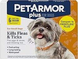 PetArmor Plus Flea and Tick Prevention for Dogs, Small Dog Flea and Tick Treatment, 6 Doses, Waterproof Topical, Fast Acting (5-22 lbs)