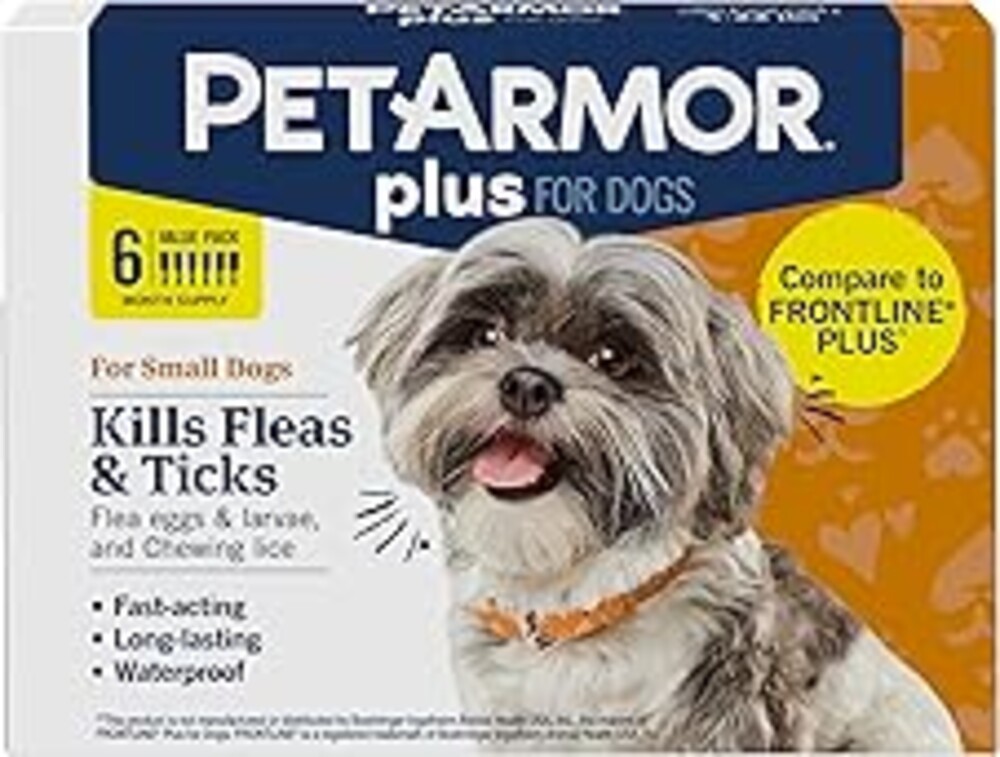 PetArmor Plus Flea and Tick Prevention for Dogs, Small Dog Flea and Tick Treatment, 6 Doses, Waterproof Topical, Fast Acting (5-22 lbs)