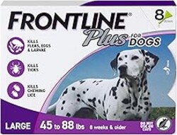FRONTLINE Plus Flea & Tick Spot Treatment for Large Breed Dogs 45-88 lbs. (Purple) Count of 8