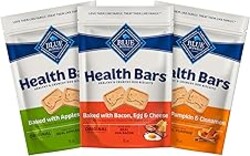 Blue Buffalo Health Bars Crunchy Dog Biscuits, Variety Pack, Bacon, Egg & Cheese, Apple & Yogurt, Pumpkin & Cinnamon, 16-oz Bags