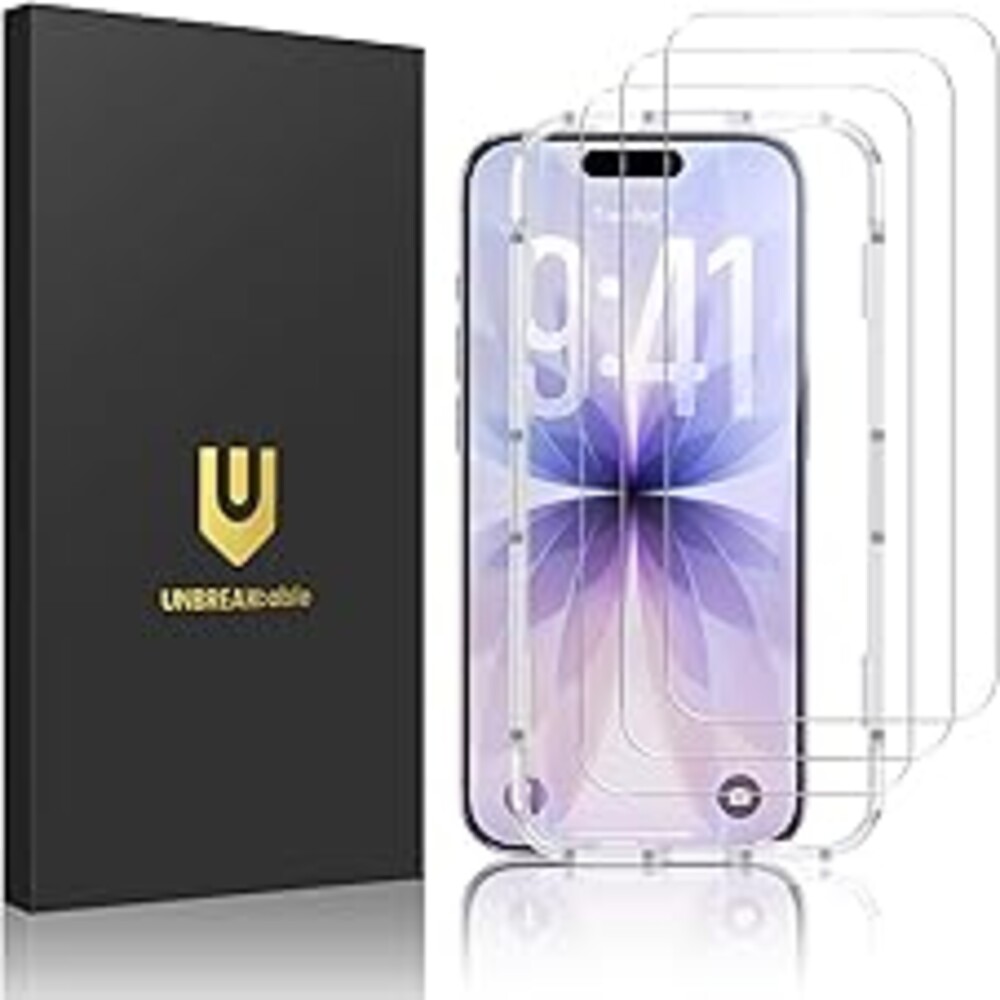 UNBREAKcable 3-Pack Screen Protector for iPhone 17, Double Shatterproof Tempered Glass [Easy Installation Frame] [9H Hardness] [99.99% HD Clear] [Case Friendly] for iPhone 6.3 inch