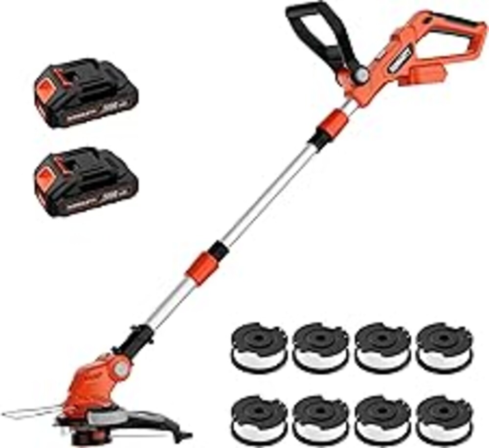 20V Electric Weed Wacker Cordless Edger Lawn Tool 2 X 2.0Ah Battery Powered Weed Eater with Charger, 12 Inch Lightweight String Trimmer, Auto Line Feed Grass Cutter Lawn Mower Garden Tools for Yard