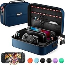 COOWPS for Nintendo Switch 2 Carrying Case Bundle, with 2-Pack Screen Protector, 6Pcs Thumb Grips, 20 Game Card Slots, Portable Travel Full Protection All In One Storage Case for Switch 2 Accessories