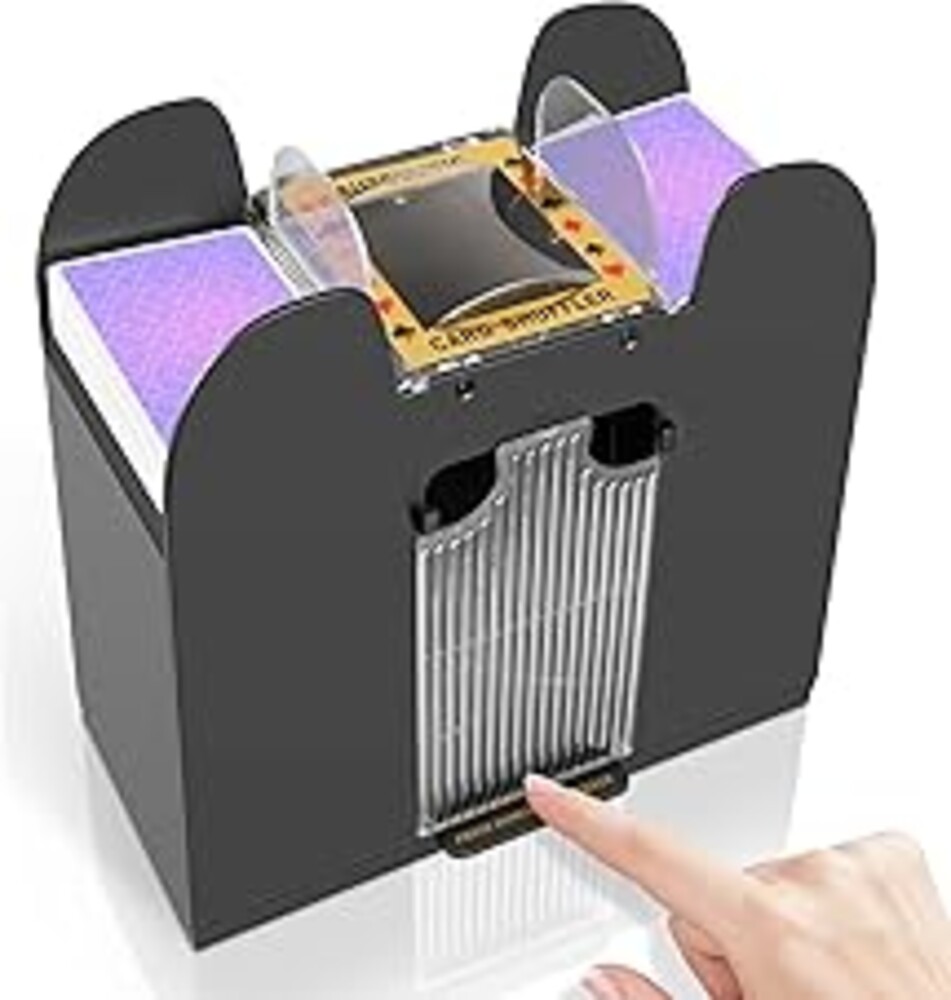 FEIERYA Automatic Card Shuffler 2/1/4/6 Deck,Battery-Operated Electric UNO Poker Shuffler,Playing Card Shuffler for Home Card Game,Travel