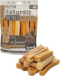 Mighty Paw Yak Cheese Chews for Dogs | All-Natural Long Lasting Pet Treats. Odorless and Great for Oral Health. Limited-Ingredient Chews for Puppies & Power-Chewers (Monster, 12 Pack)
