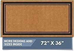 Barnyard Designs Natural Coco Coir Heavy Duty Backing Doormat - Large Cute Non-Slip Front Door Welcome Mat for Outside Entrance or Porch Entry, Brown (36x72, Border)