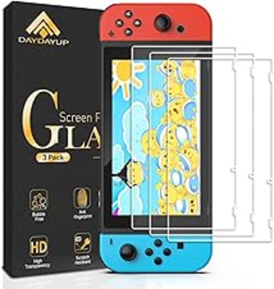 daydayup [3 Pack] Tempered Glass Screen Protector Compatible with Nintendo switch - Transparent HD Clear Anti-Scratch Screen Protector Skin Set for Nintendo Switch