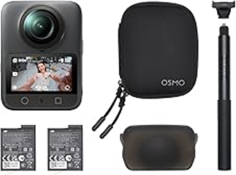 DJI Osmo 360 Essential Combo, 360 Camera with 1-Inch 360° Imaging, Native 8K 360° Video, 4K/120fps & 170° Boost Video, 1.2m Invisible Selfie Stick Kit, Extended Battery Life with 2 Batteries