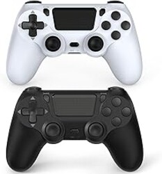 Wuthur 2 Pack Wireless Controller Compatible with PS4 / Pro/Slim (Black & White)