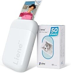 Liene Pearl K100 2x3” Photo Printer, Mini Instant Portable Color Picture Printer Bundle 50 Zink Adhesive Paper, Bluetooth 5.2 Compatible w/iOS & Android Small Phone Sticker for iPhone Smartphone White