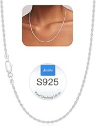 Jewlpire 2mm Rope Chain 925 Sterling Silver Chain Necklace for Women, 14K Gold Plated Chains for Women Smooth & Sturdy Women's Chains Necklace, 16 18 20 22 24 26 Inch