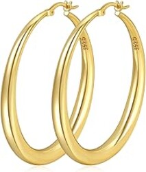PABBEU S925 Sterling Silver Hoop Earrings Large Silver Hoop Earrings for Women Hypoallergenic Lightweight Big Thick Silver Hoop Earrings for Women Girls 35/40/50/60/70mm