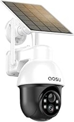 aosu Solar Security Camera Wireless Outdoor with Panoramic PTZ, Human Auto Tracking, 2K Night Vision, Light and Sound Alarm, 2-Way Audio, Works with Alexa/Google Assistant for Home Surveillance