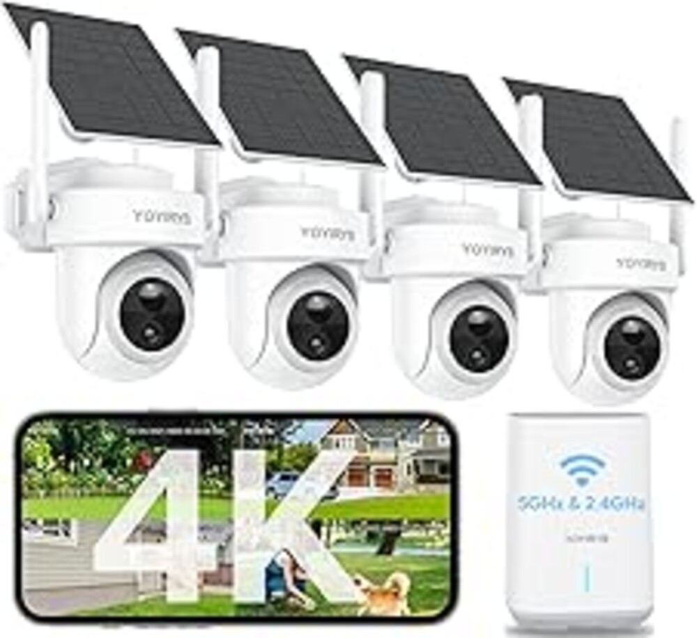 4K Security Cameras Wireless Outdoor, No Subscription, Works in -14°F Cold [2026 NEW] Solar-Powered Home Security Camera System with 360° Auto Tracking, Color Night Vision, 5G & 2.4G WiFi, Easy Setup