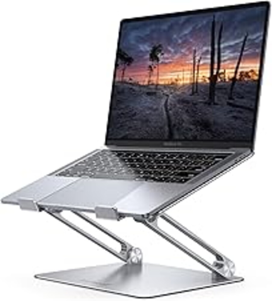 Lamicall Adjustable Laptop Stand, Portable Laptop Riser, Aluminum Laptop Stand for Desk Foldable, Ergonomic Computer Notebook Holder for MacBook Air Pro HP, Office Desk Accessories (10-17.3'')- Silver