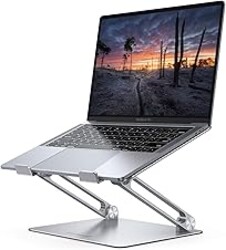 Lamicall Adjustable Laptop Stand, Portable Laptop Riser, Aluminum Laptop Stand for Desk Foldable, Ergonomic Computer Notebook Holder for MacBook Air Pro HP, Office Desk Accessories (10-17.3'')- Silver