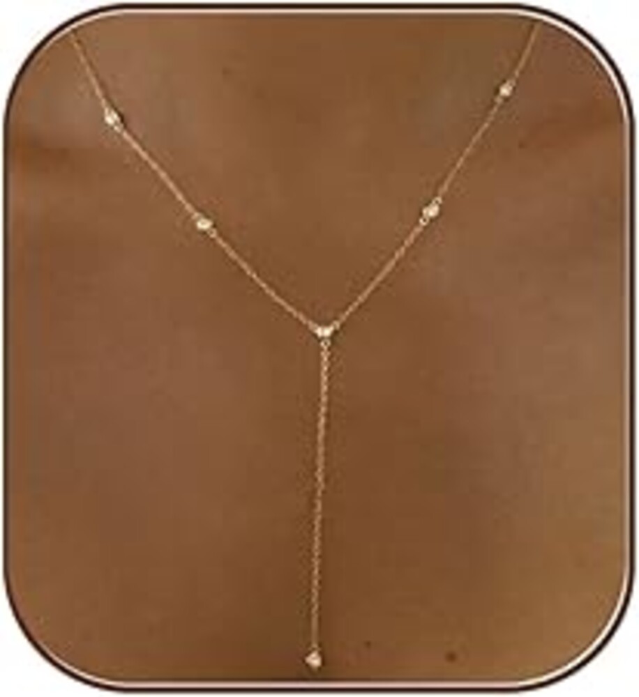Fwlisesa Gold Necklace for Women, Dainty Gold Long Necklaces 14k Gold Plated Prom Lariat Necklace Cute Choker Necklaces for Women Trendy Stuff Fashion Costume Gold Accessories Christmas Jewelry Gifts