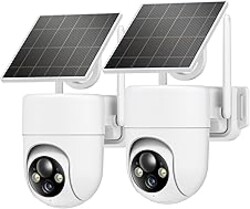 Oculview 2K Solar Security Cameras Wireless Outdoor, 2PCS Outdoor Camera Wireless with 360° View, Cameras for Home Security with Color Night Vision, Only Support 2.4GHz Wi-Fi
