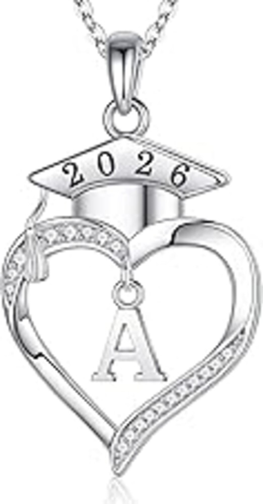 Iefil 2026 Graduation Gifts for Women Her - 925 Sterling Silver Heart Initial Letter Necklace, 2026 College Graduation Gifts for Women Her