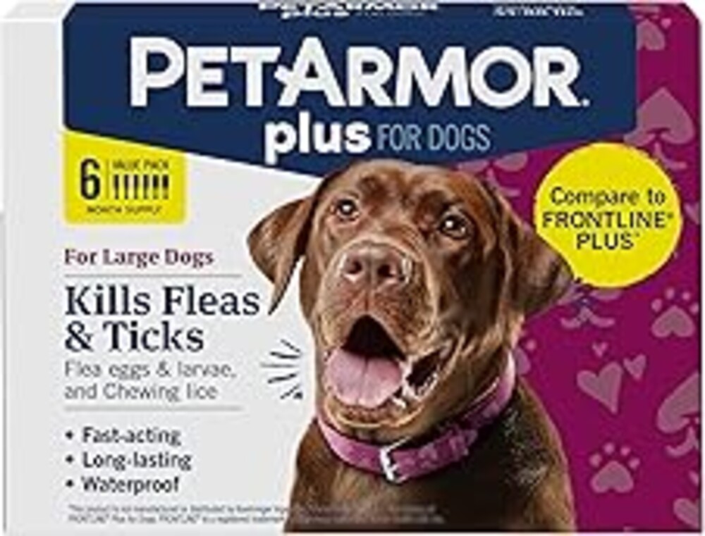 PetArmor Plus Flea and Tick Prevention for Dogs, Large Dog Flea and Tick Treatment, 6 Doses, Waterproof Topical, Fast Acting (45-88 lbs)