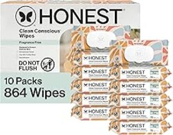 The Honest Company Hypoallergenic Multi-Use Baby Wipes for Sensitive Skin, Sunburst, 864 Count