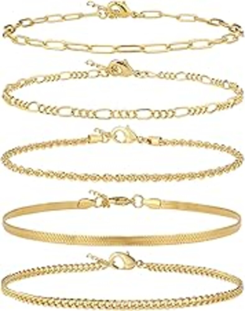 AOZEL Gold/Silver Plated Anklet Bracelets for Women Waterproof Plus Size Cuban Link Chain Ankle Bracelet for Large Ankle 9-12inch