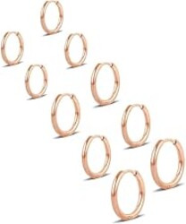 Gokeey 316L Surgical Stainless Steel Small Gold Silver Hoop Earrings for Women Men,Hypoallergenic Cartilage Helix Earrings for Sensitive Ears,Cute Conch Rook Tiny Huggie Hoops Earring Set for Multiple Piercing Jewelry Gift 6mm-12mm