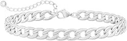 Gold Ankle Bracelets for Women Waterproof - Dainty Gold Anklets Trendy Layered 14K Gold/Silver Plated Stackable Chunky Cuban Link Chian Anklet Bracelet Set for Women Non Tarnish Jewelry Gift