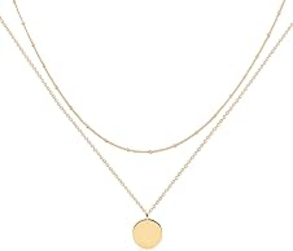 MEVECCO Layered Heart Necklace Pendant Handmade 18k Gold Plated Dainty Gold Choker Arrow Bar Layering Long Necklace for Women