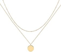 MEVECCO Layered Heart Necklace Pendant Handmade 18k Gold Plated Dainty Gold Choker Arrow Bar Layering Long Necklace for Women